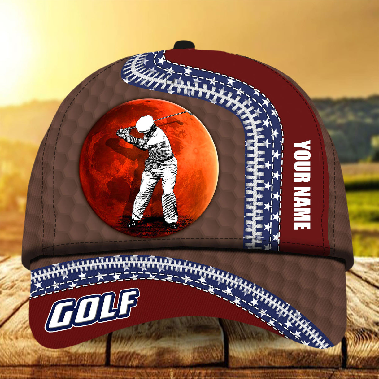 American Old Man Plays Golf Personalized Hats