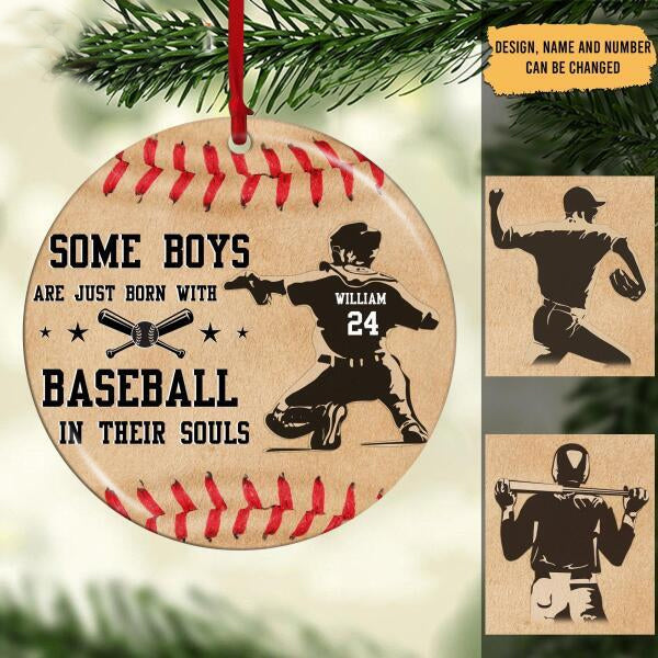 Some Boys Are Just Born With Baseball In Their Souls Personalized Circle Ornament
