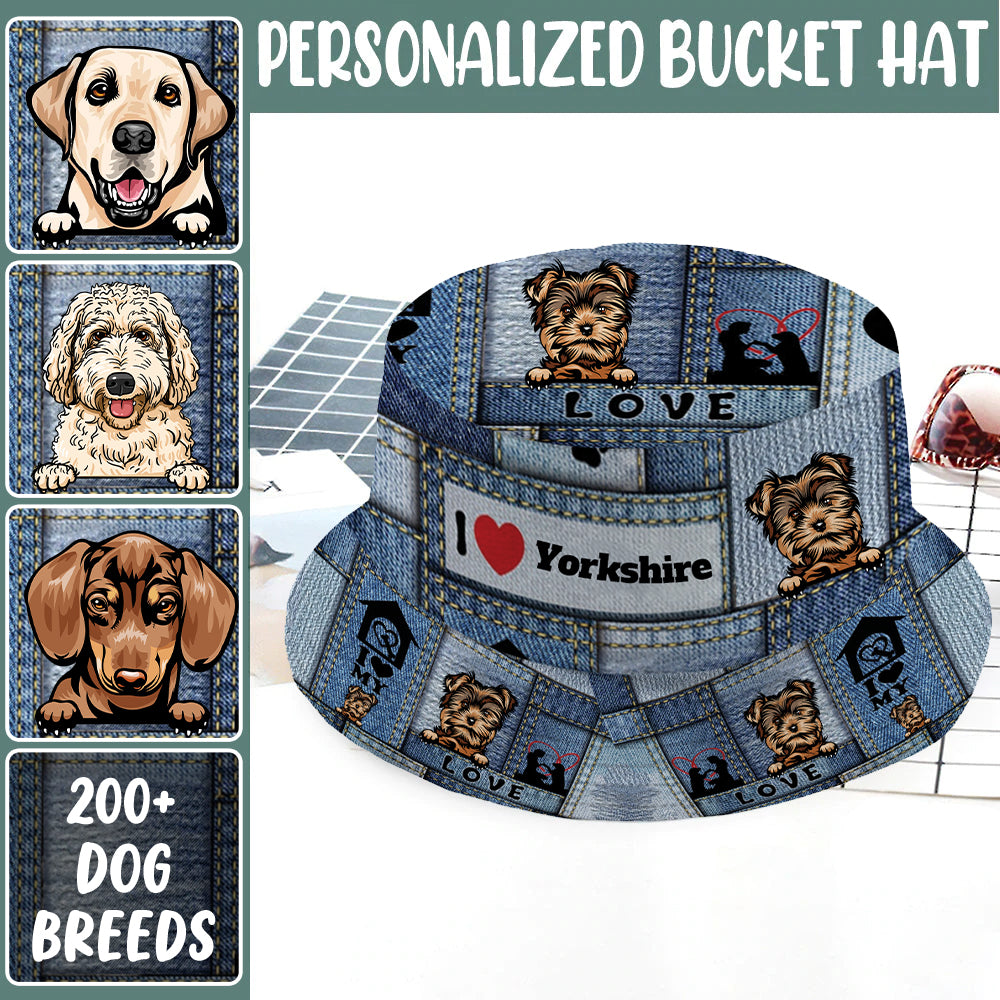 I Love My Dog Personalized Dog Bucket Hat
