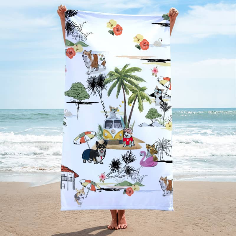 Corgi Summer Beach Towel