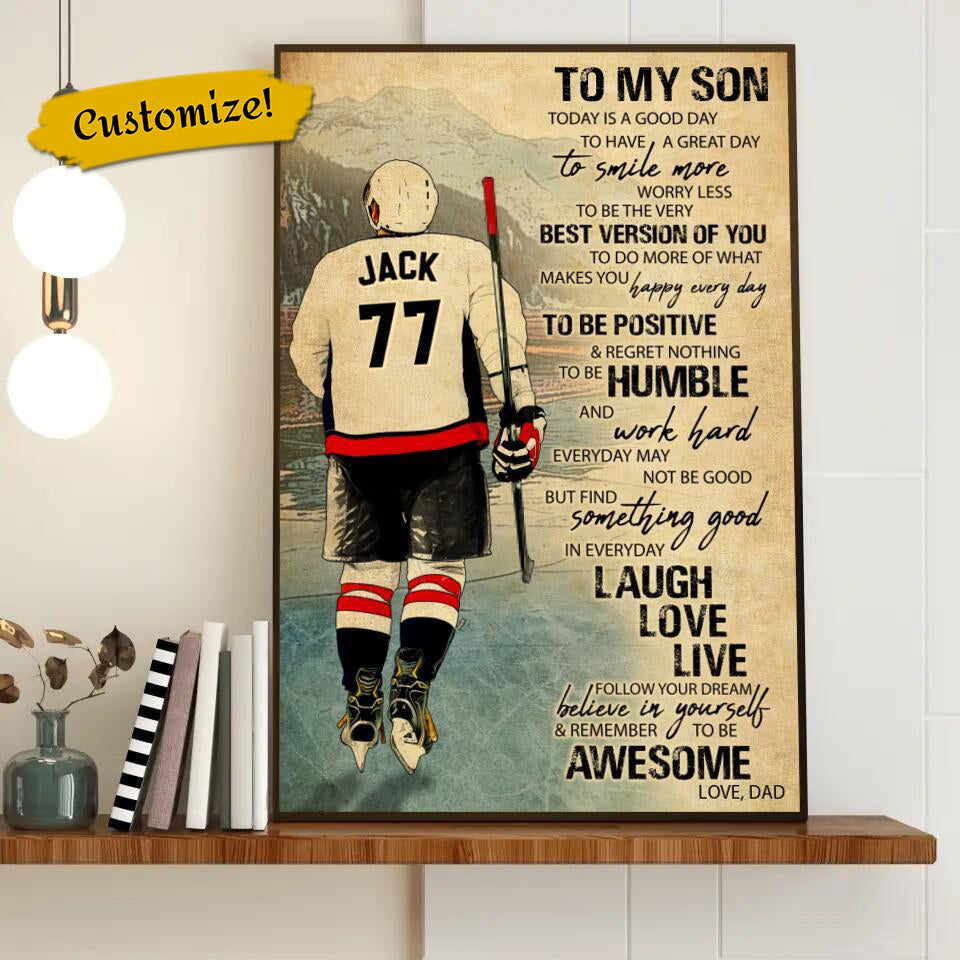 Custom Personalized Ice Hockey Canvas, Gifts For Hockey Players
