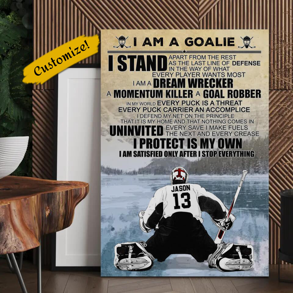 Custom Personalized Ice Hockey Canvas, Gifts For Hockey Players, Hockey Goalies