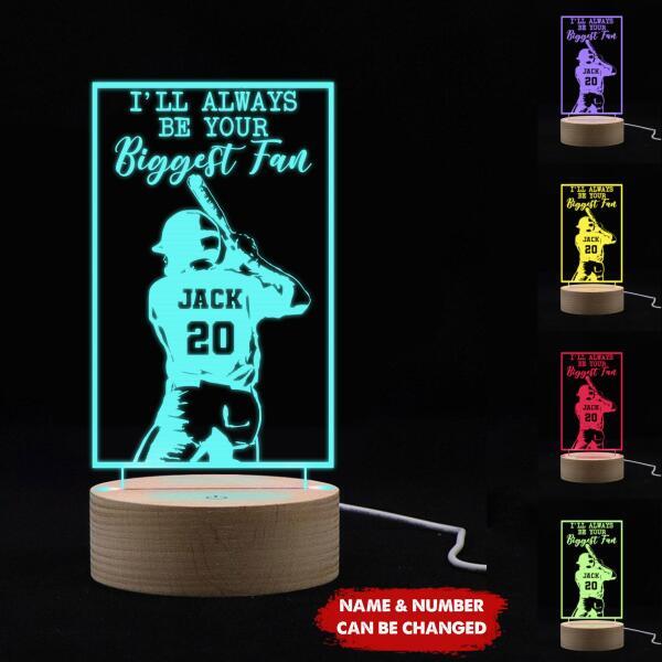 I'll Always Be Your Biggest Fan - Personalized Led Light - Gift For Baseball Lovers