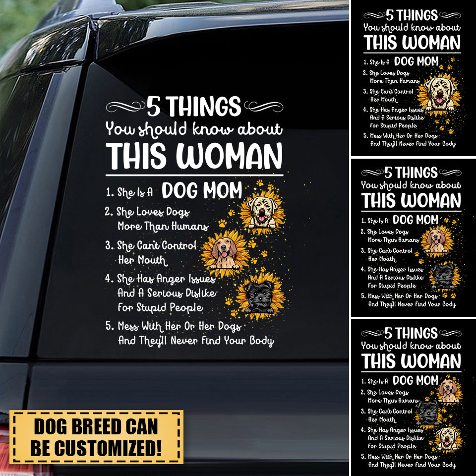 5 Things You Should Know Dog Mom Personalized Sticker