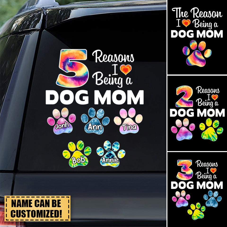 Dog Mom Tie Dye Paws Personalized Sticker