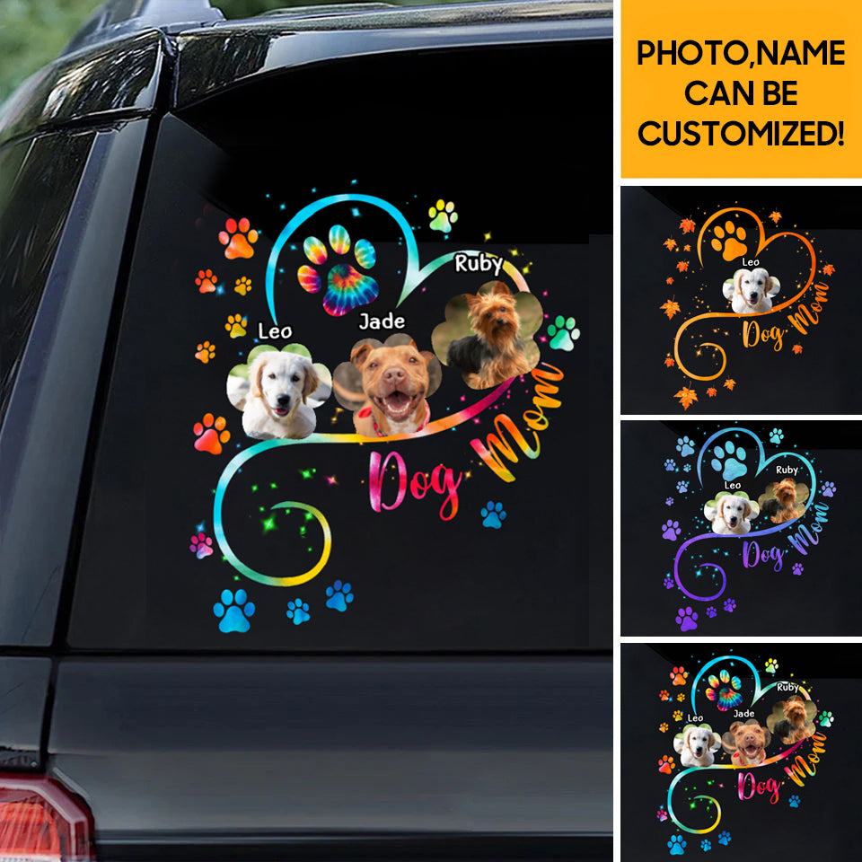Dog Mom Paw Print Personalized Sticker-Upload Photo