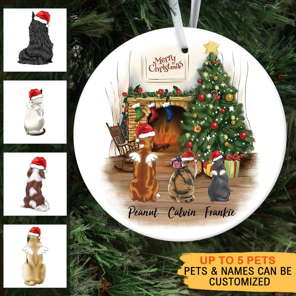 Fluffy Dog Memorial - Personalized Christmas Decorative Ornament
