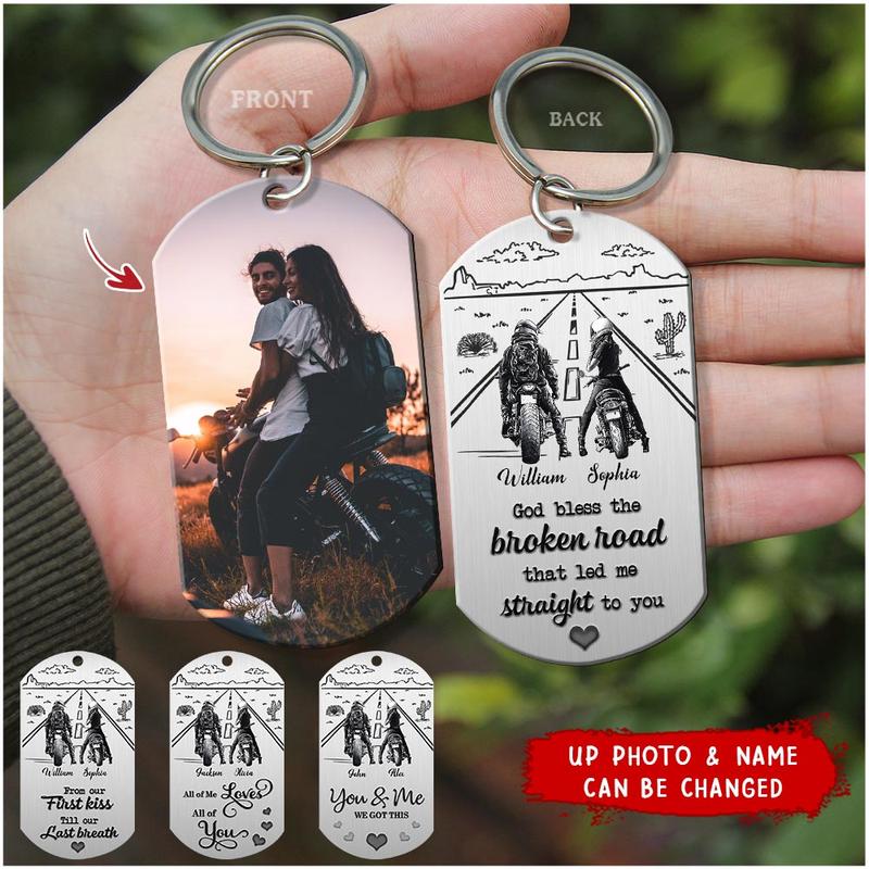 God Bless The Broken Road That Led Me Straight To You Personalized Couple Keychain
