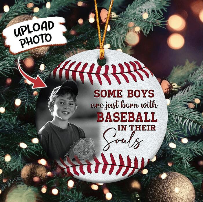 Upload Image Some Boys Are Just Born With Baseball Personalized Ornament