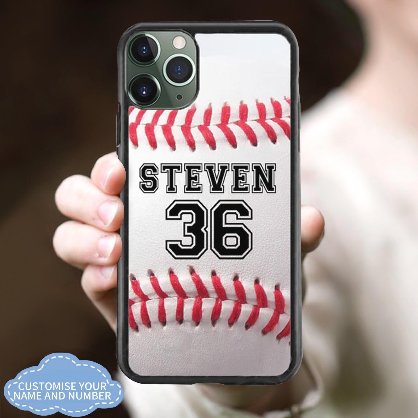 Personalized Number and Name Baseball Phone Case