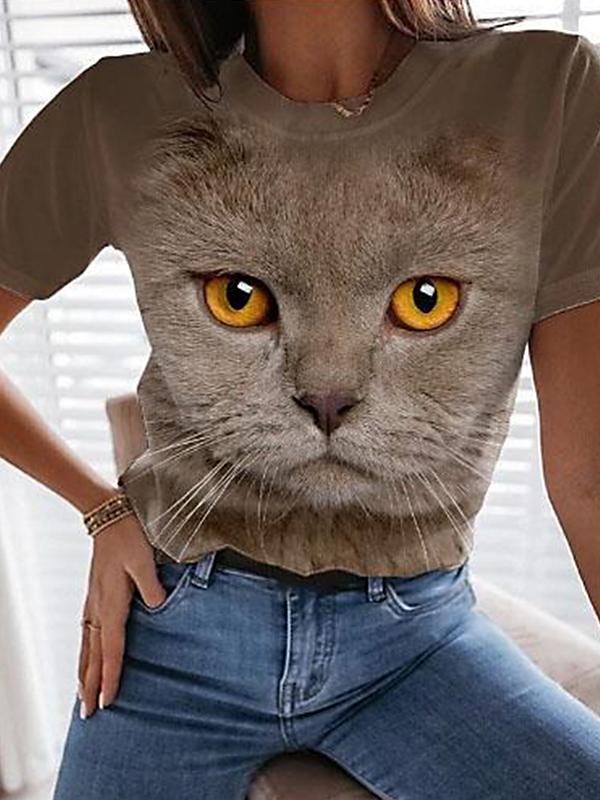 🐱"Stare At Me" 3D Cat Print T-Shirts