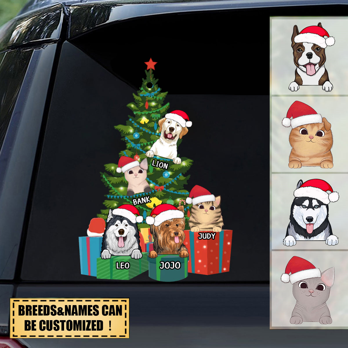 CUSTOMIZED XMAS TREE WITH PETS - PERSONALIZED STICKER