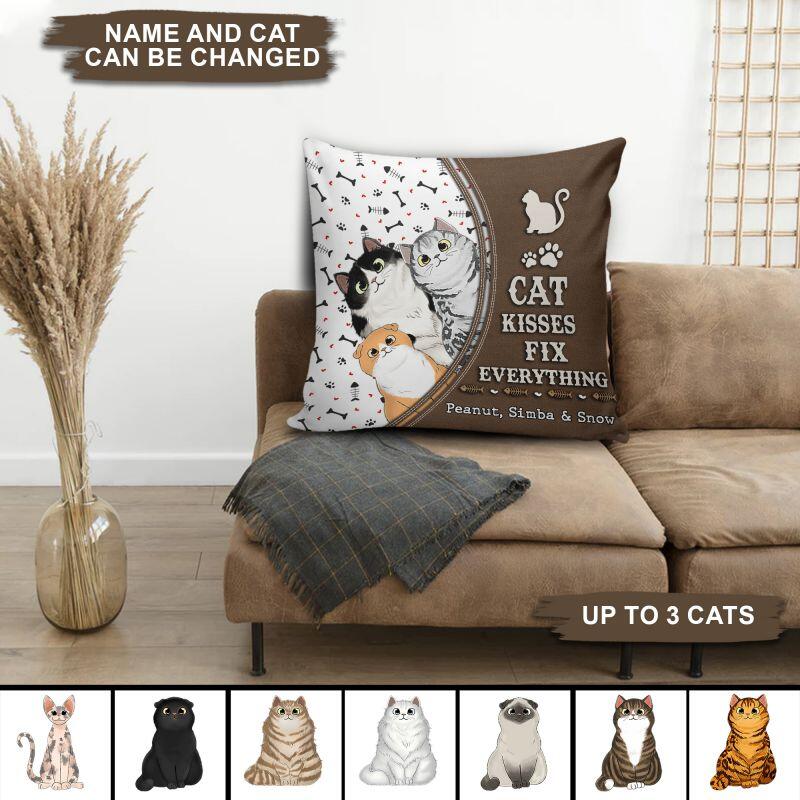 Cat Kisses Fix Everything Personalized Pillowcase