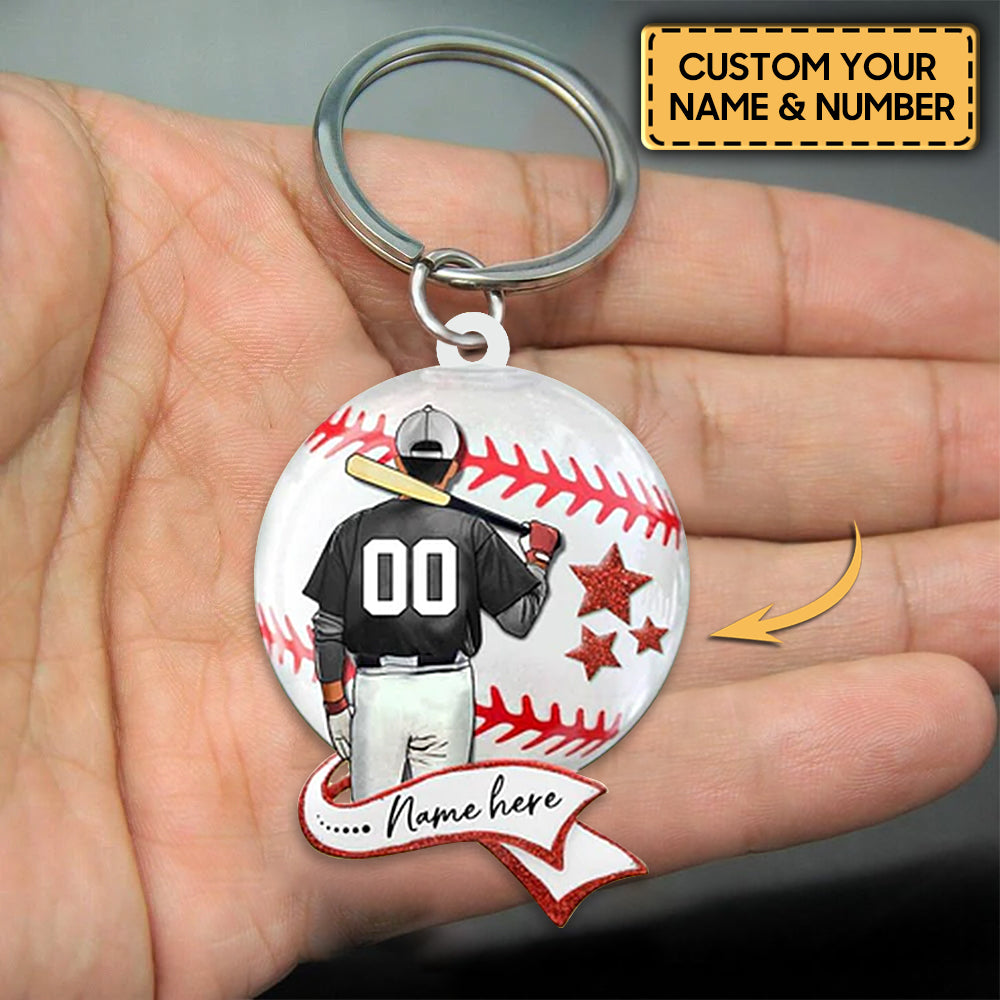PERSONALIZED BASEBALL LOVER KEYCHAIN GIFT