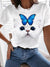 🦋Bluelover Cat&Butterfly print T-Shirt