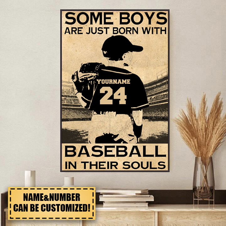 SOME BOYS ARE JUST BORN WITH BASEBALL Personalized Poster