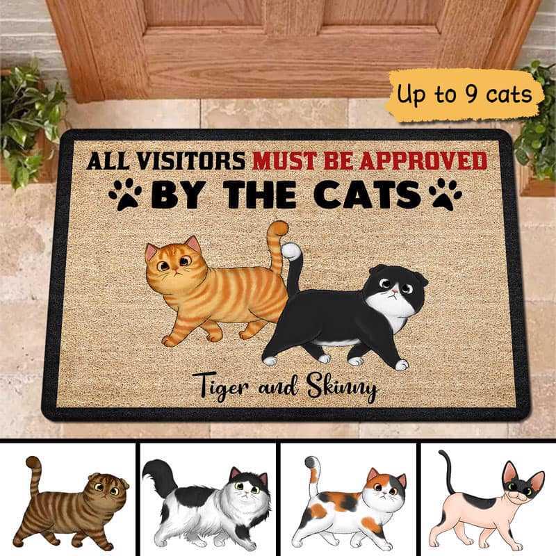 All Visitors Must Be Approved By The Cats Personalized Doormat