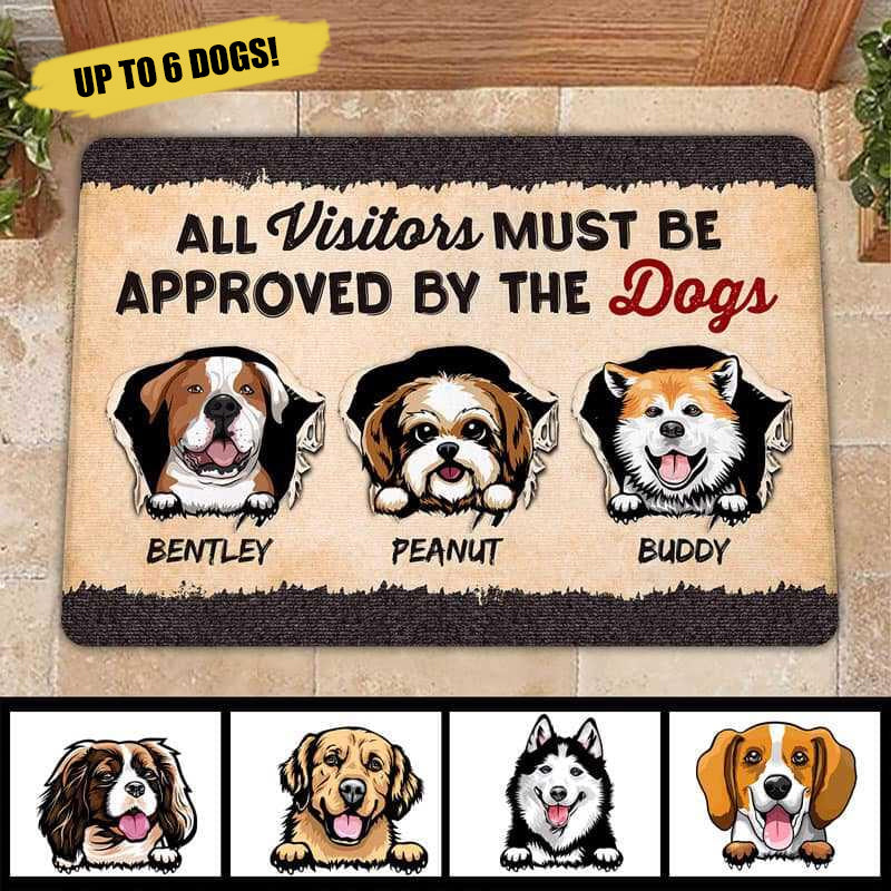 Custom Dog Photo Doormat - Visitors Must Be Approved By Welcome Mat