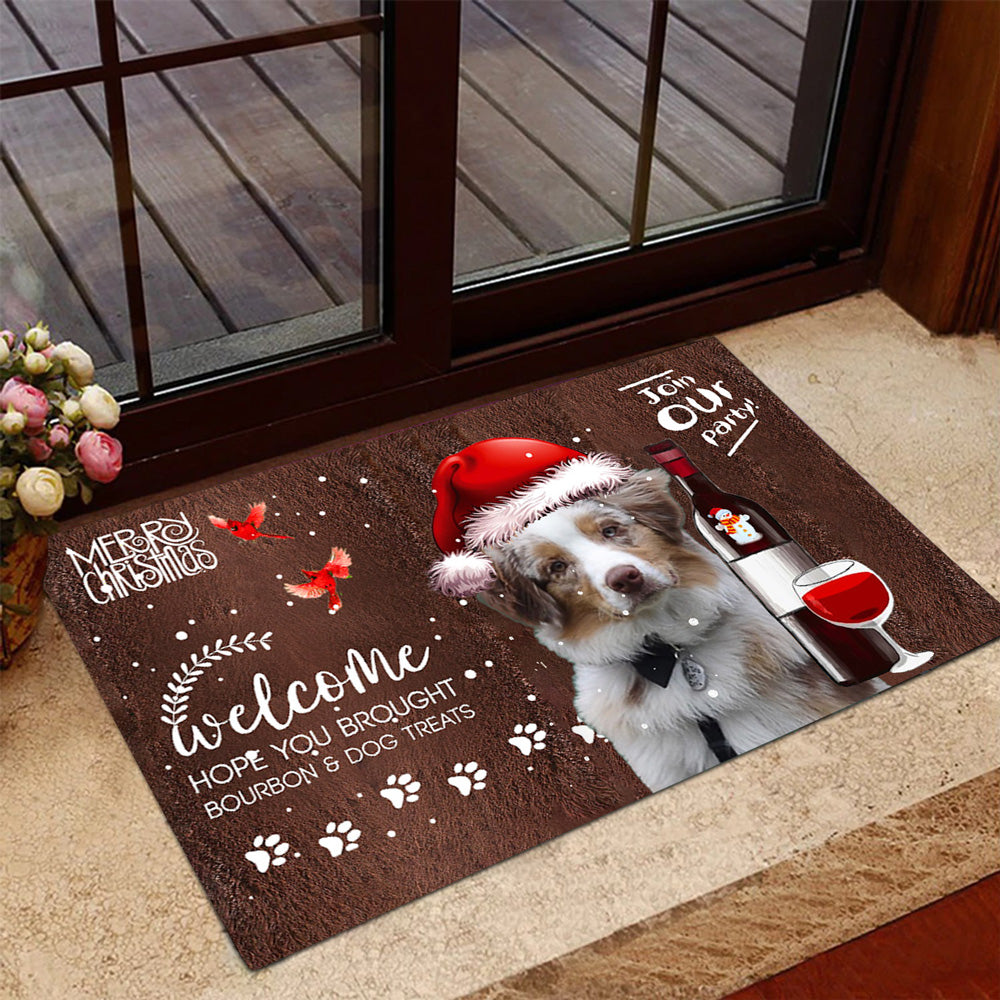 Australian Shepherd Join Our Party Christmas Doormat
