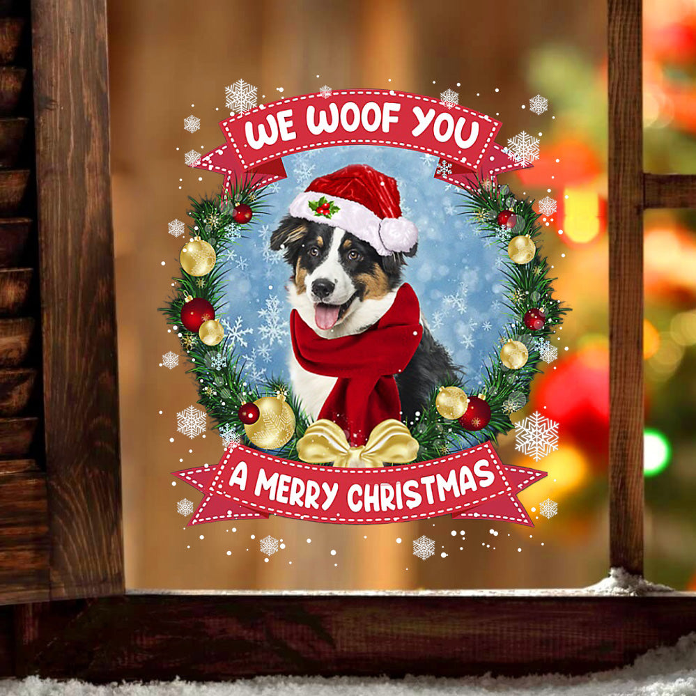 Australian Shepherd We Woof You Christmas Sticker