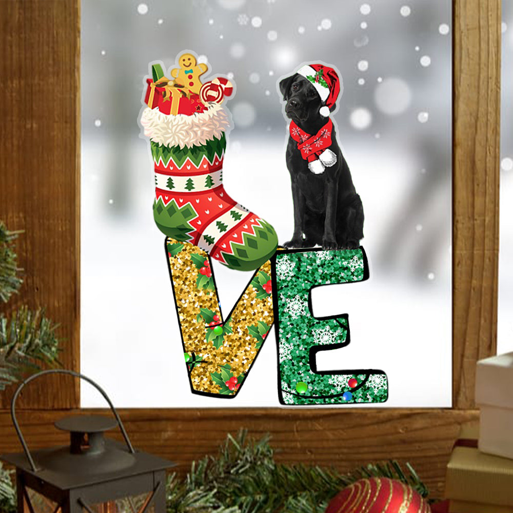 BLACK Labrador LOVE Christmas Stocking Sticker