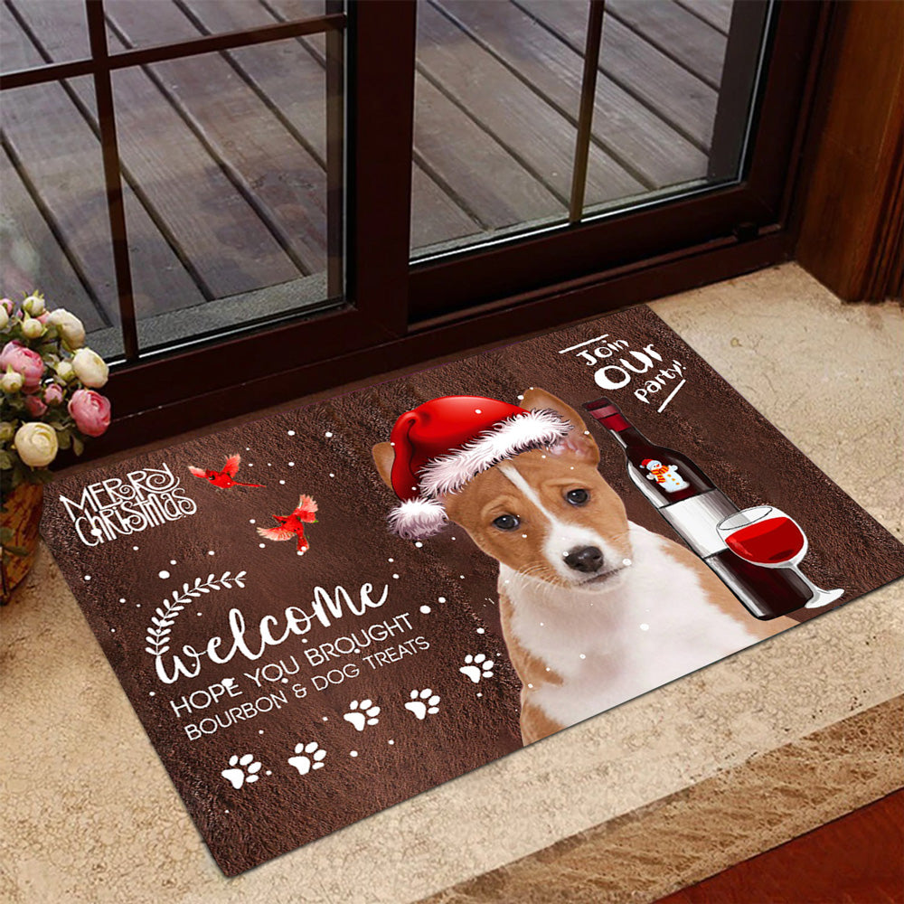 Basenji Join Our Party Christmas Doormat