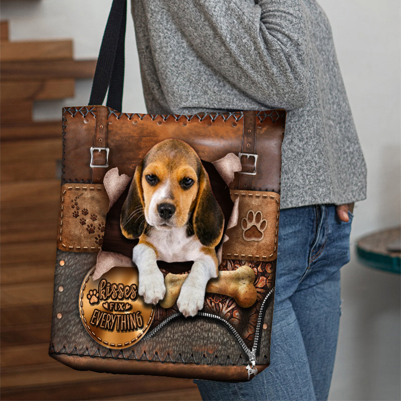 Beagle With Bone Retro Tote Bag