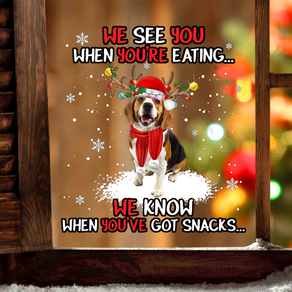 Beagle We See You Christmas Sticker
