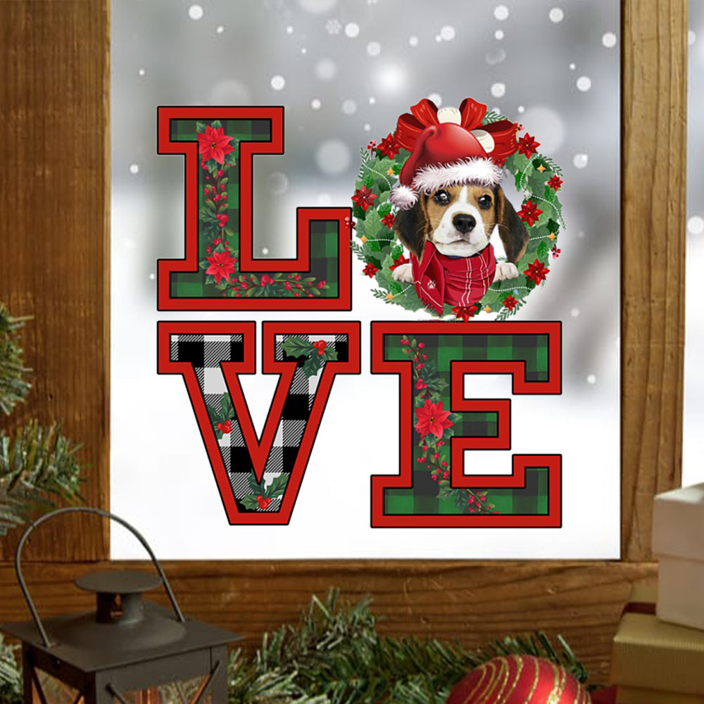 Love Beagle Christmas Sticker