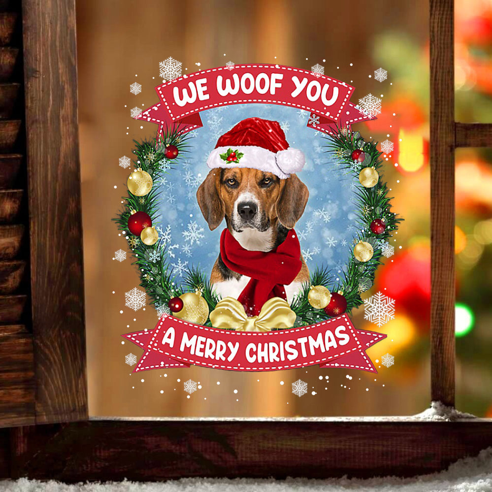 Beagle We Woof You Christmas Sticker