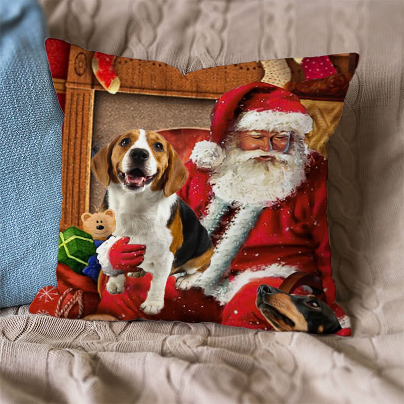 Beagle With Santa Pillowcase