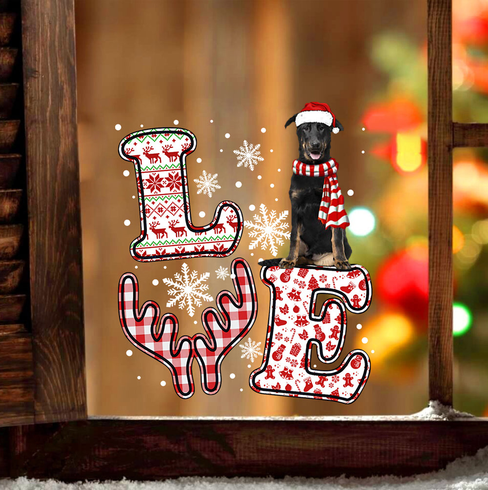 Beauceron LOVE Reindeer Christmas Sticker
