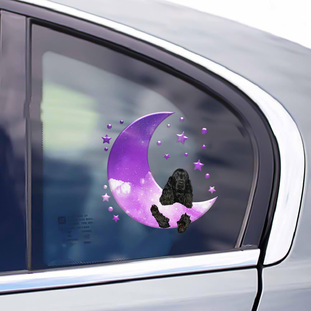 Black Cocker Spaniel On The Purple Moon Sticker