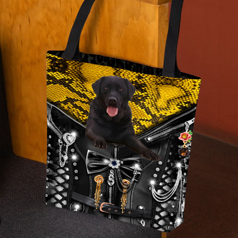 Black Labrador Punk Tote Bag