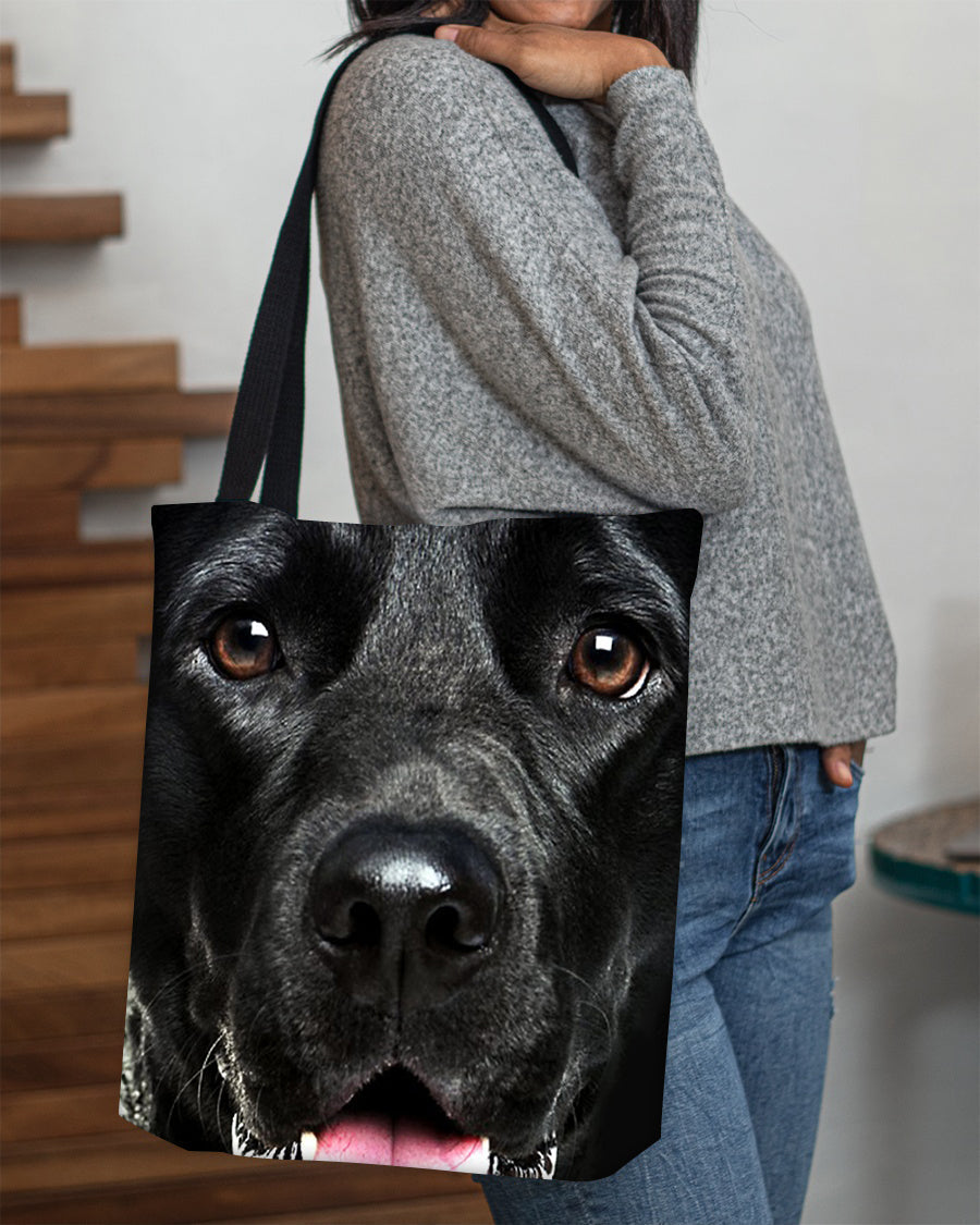 Black Labrador Retriever Face Cloth Tote Bag