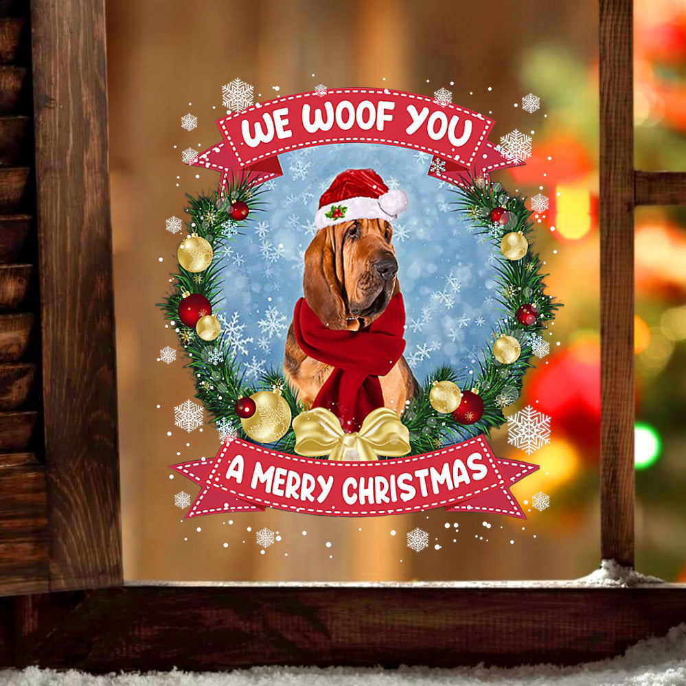 Bloodhound We Woof You Christmas Sticker