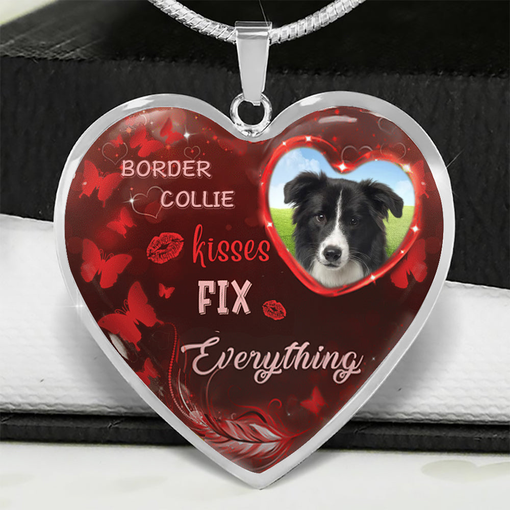 Border Collie Kisses Fix Everything Necklace