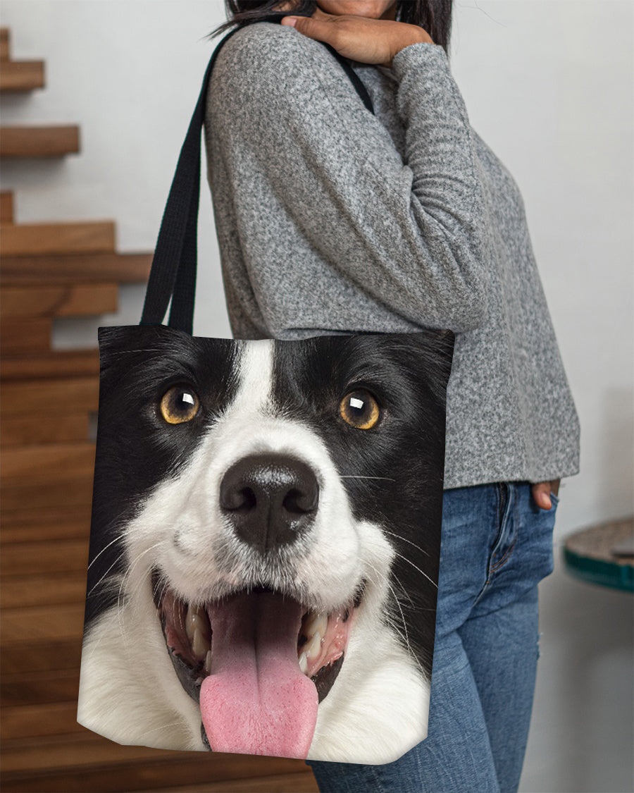 Border Collie 3 Face Cloth Tote Bag