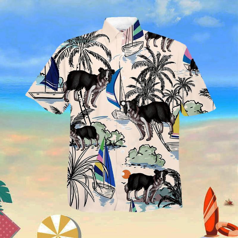Border Collie Summer Beach Hawaiian Shirt