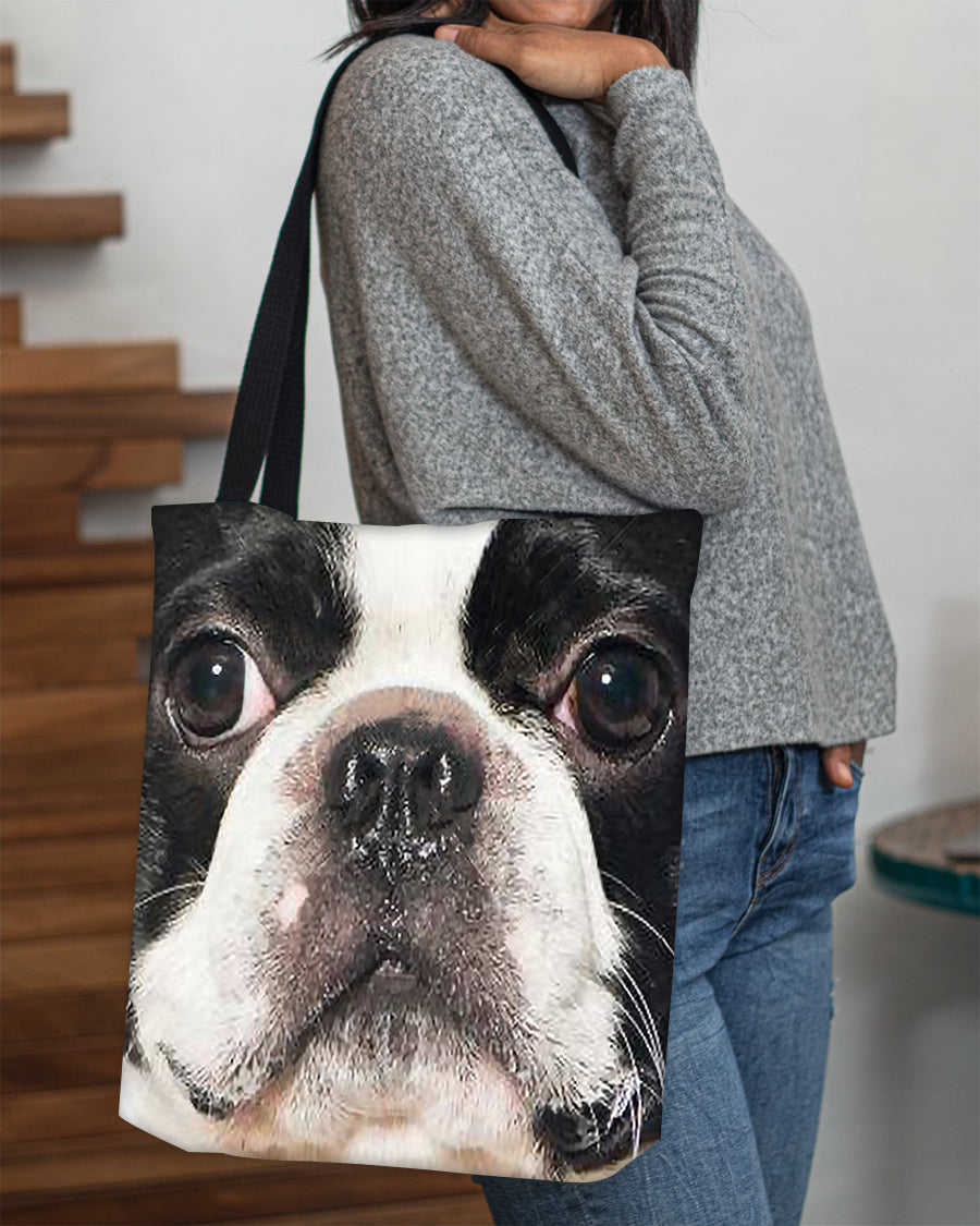 Boston Terrier Face Cloth Tote Bag