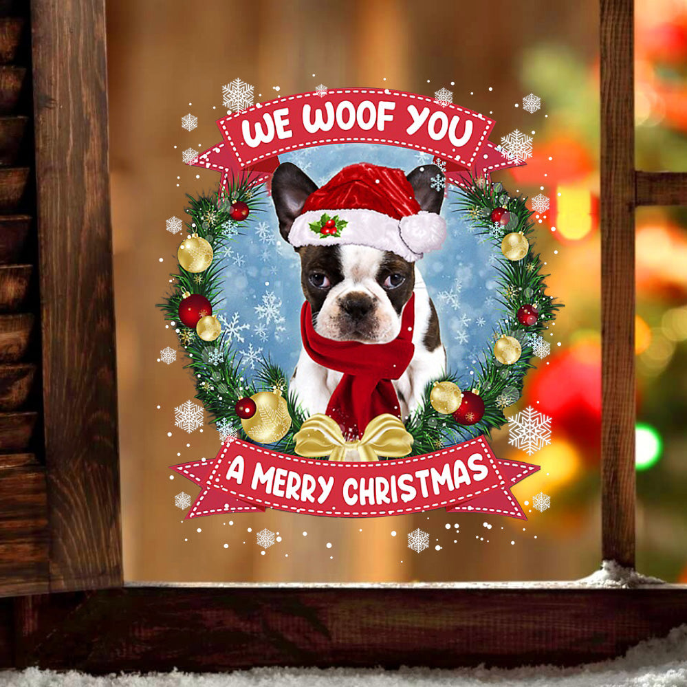 Boston Terrier We Woof You Christmas Sticker