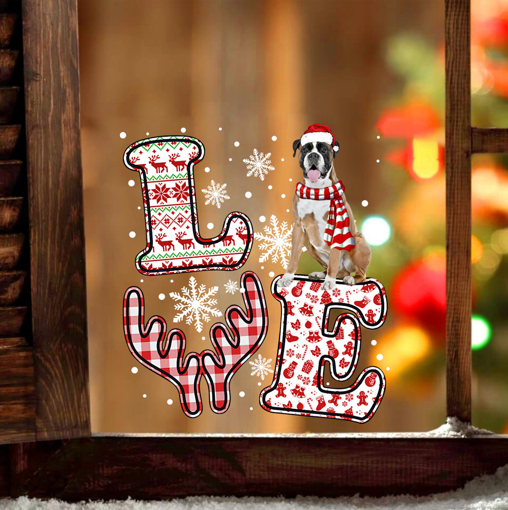 Boxer LOVE Reindeer Christmas Sticker