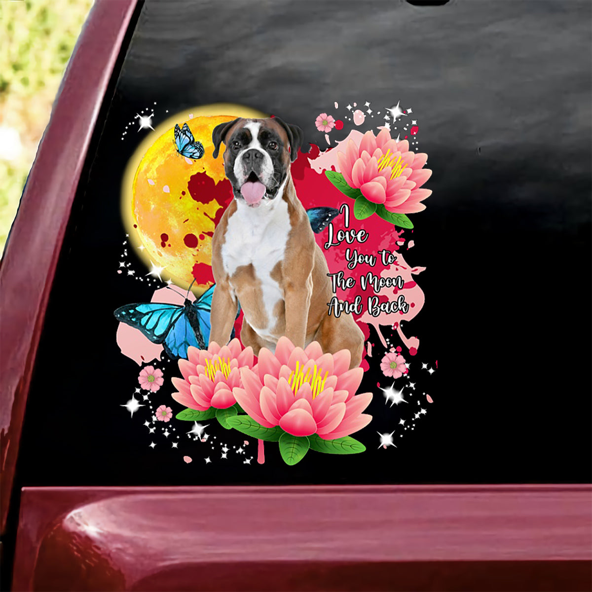 Boxer Flower And Moon Sticker