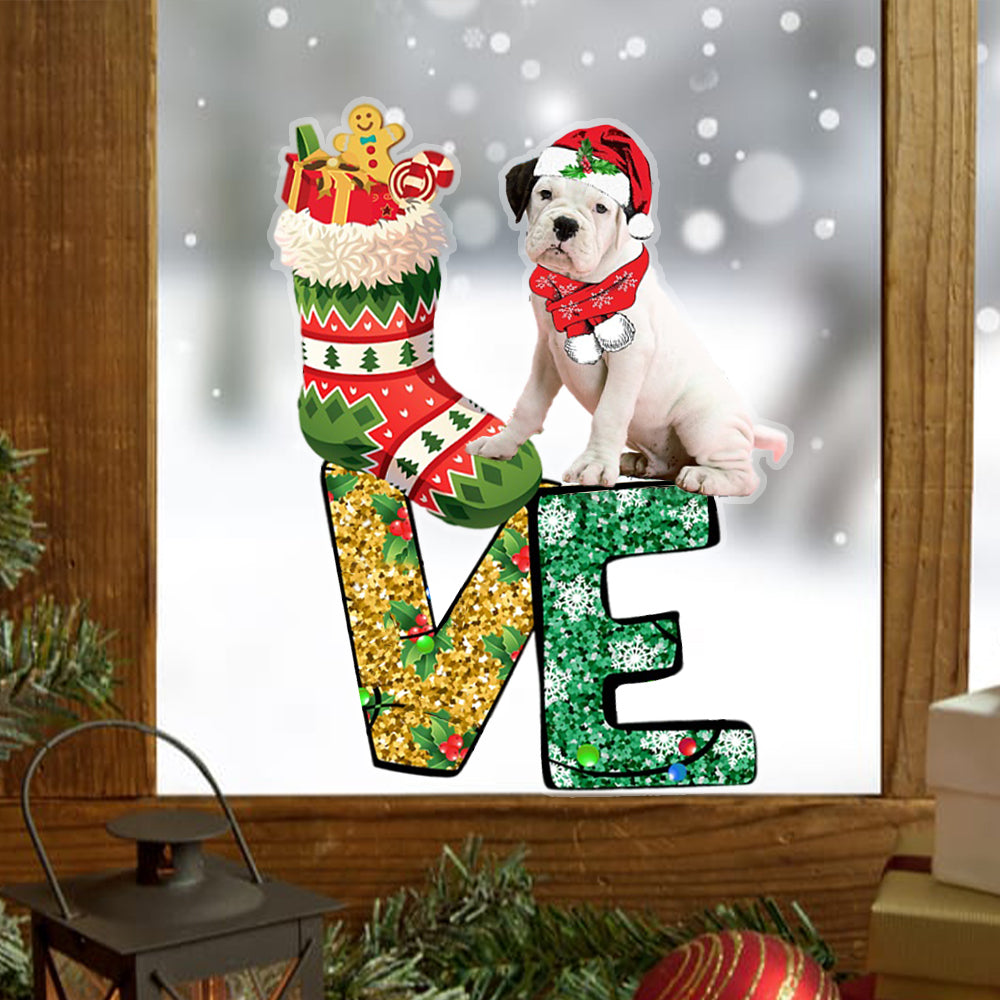 Boxer LOVE Christmas Stocking Sticker