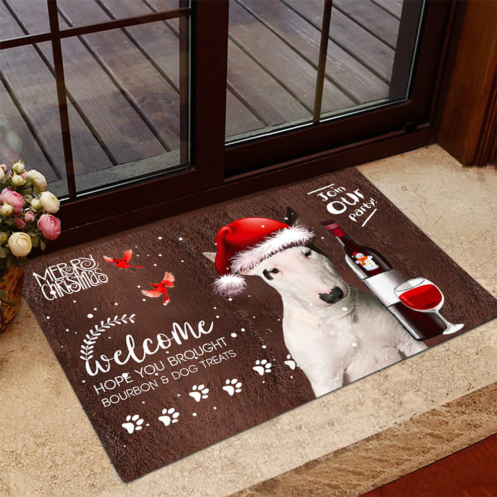 Bull Terrier2 Join Our Party Christmas Doormat