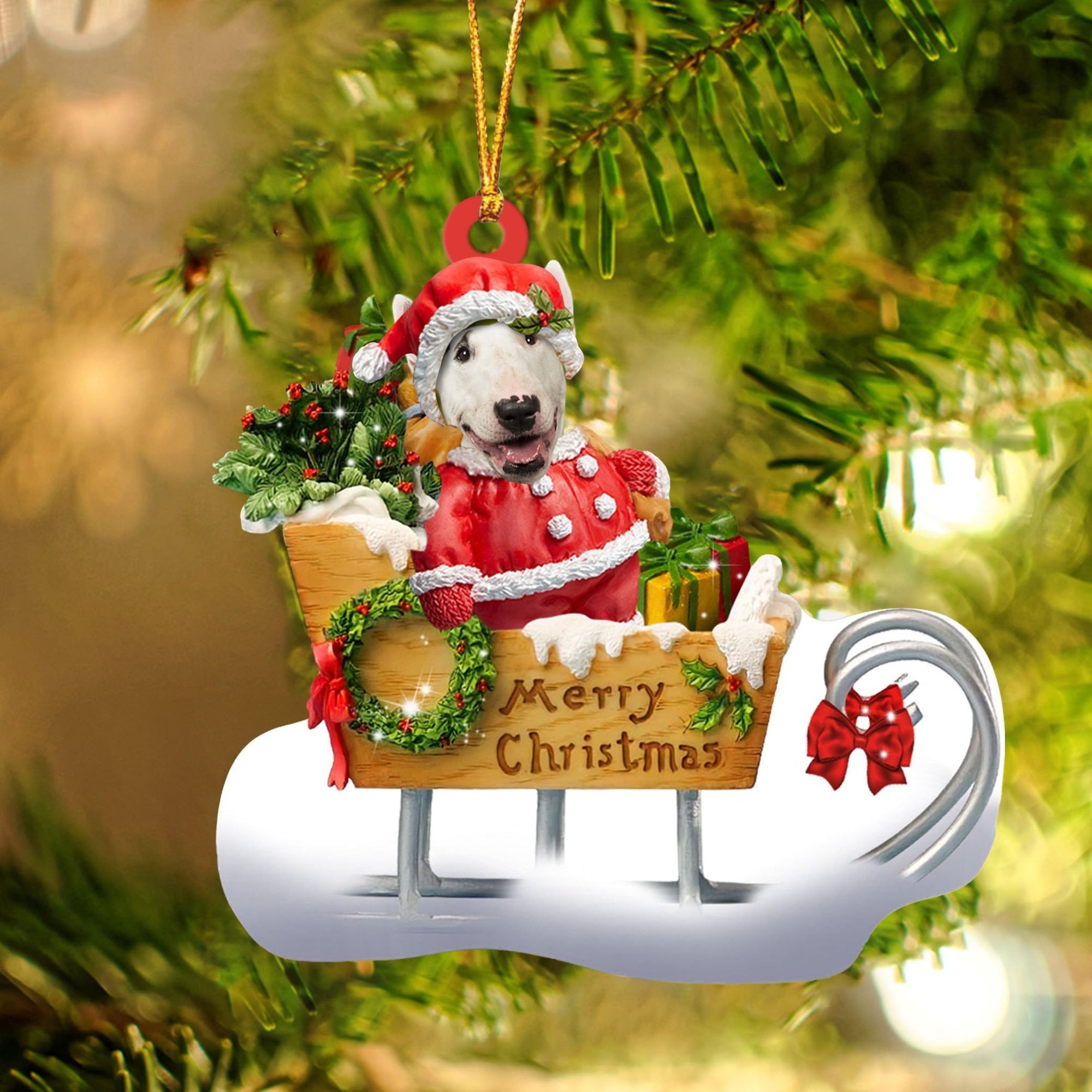 Bull Terrier Merry Christmas Ornament