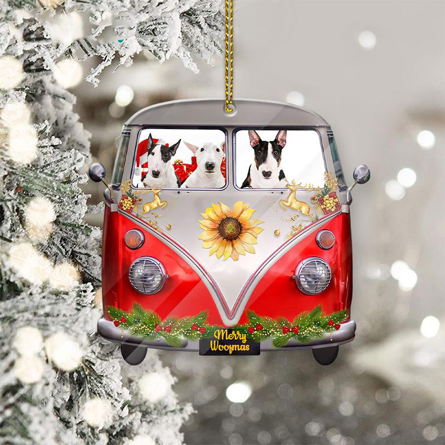 Bull Terrier Sit On A Truck-Two Sided Ornament