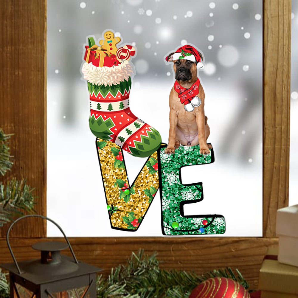 Bullmastiff LOVE Christmas Stocking Sticker