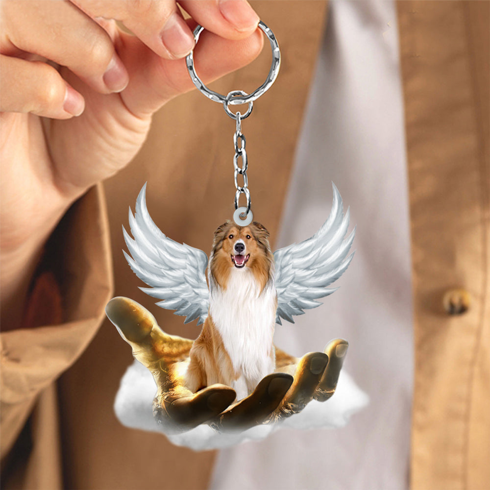 Rough Collie On The Hands Of Jesus Key chain
