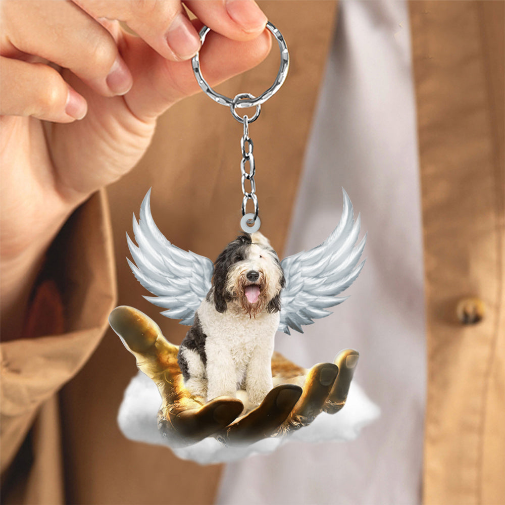 Sheepadoodle On The Hands Of Jesus Key chain